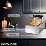 FREIDORA ELÉCTRICA DE ACERO INOXIDABLE DE 6L - Imagen 2