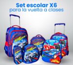 SET DE MOCHILAS ESCOLARES X6 PIEZAS AUTO/RALLY
