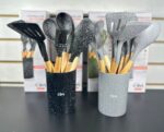 SET DE UTENSILLOS DE COCINA 9 PCS SILICONA Y MADERA - Imagen 2