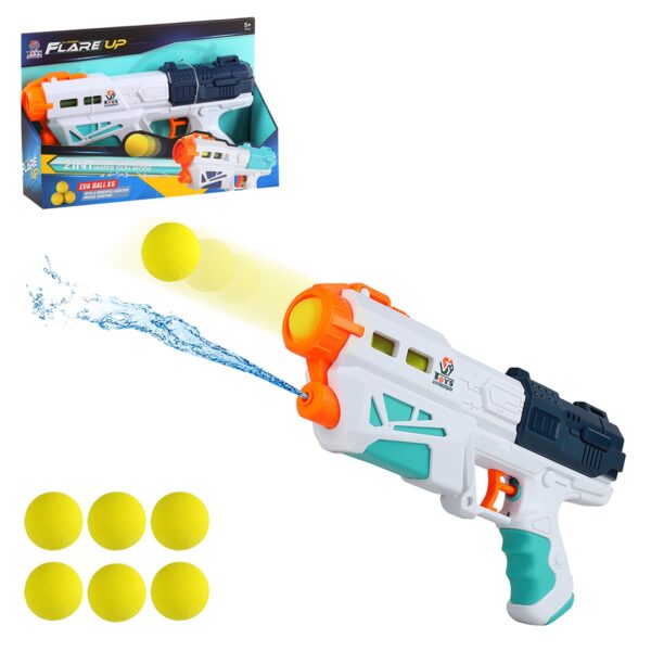 PISTOLA 2 EN 1 LANZA AGUA + LANZA PELOTAS