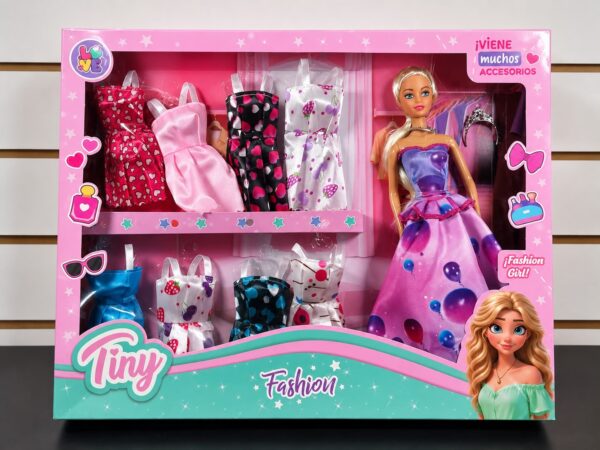 MUÑECA TINY FASHION CON VARIOS VESTIDOS 53401