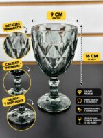 SET DE COPAS X6 DELI GLASS PP8192 COLOR GRIS HUMO - Imagen 2