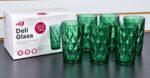 SET DE VASOS X6 DELI GLASS COLOR VERDE ESMERALDA PP7493