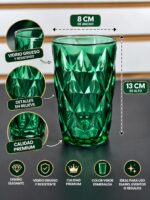 SET DE VASOS X6 DELI GLASS COLOR VERDE ESMERALDA PP7493 - Imagen 2