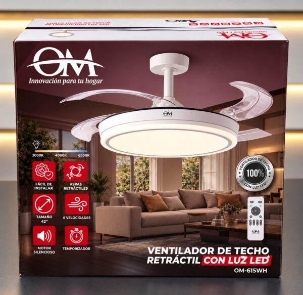 VENTILADOR DE TECHO RETRÁCTIL OM 615WH